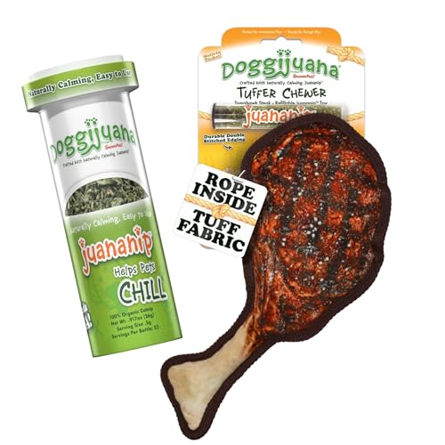Image of Doggijuana Tomahawk & Juananip Bundle | Squeaky Refillable Plush Toy | Refillable squeaky plush dog toy + organic calming catnip; eases anxiety, stress & storms; drug-free, hand-harvested