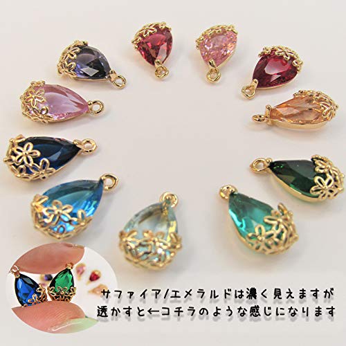 Amazon.co.jp: キラキラ雫チャーム 綺麗なしずく 涙型 カラーストーン