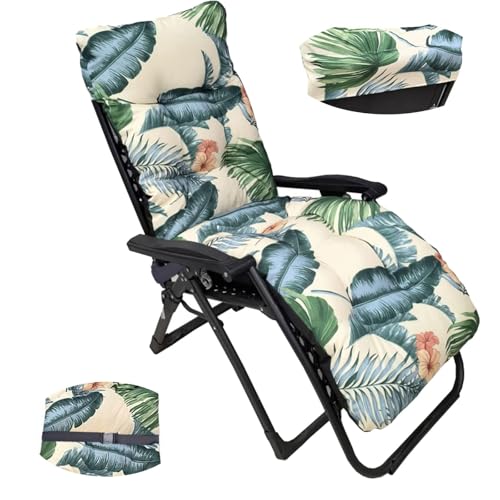 Coussin de Chaise Longue, épaissir Bain de Soleil,Coussin Transat Jardin intérieur extérieur Antidérapante Avec boucle, Matelas Bain de Soleil pour Jardin,...
