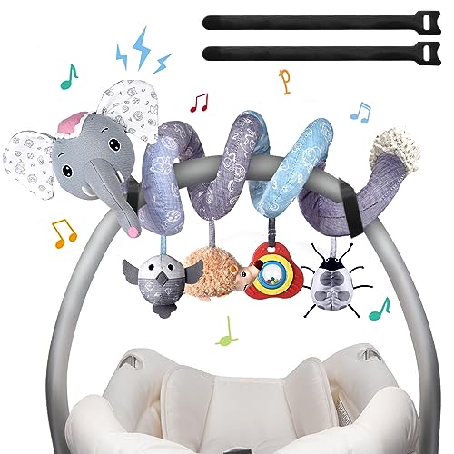 Image of MONSTIME Musical Car Seat Toys Newborn Toys, Stroller Toys Baby Toys 0-6 Months Infant Toys, Baby Toys for Carseat Stroller Crib with Rattles Teether, Baby Toys for 0 3 6 9 12 Boys Girls Enfants