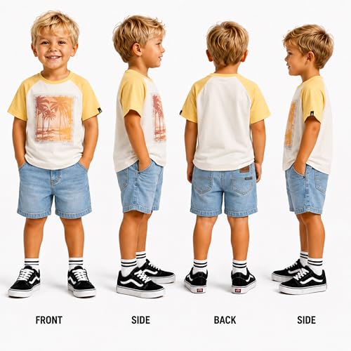 Image of Volcom Infant Toddler Boy Shorts Set - 2 Piece Short Sleeve Graphic Tees & Denim Shorts - Toddler Summer Clothes (12M-7)