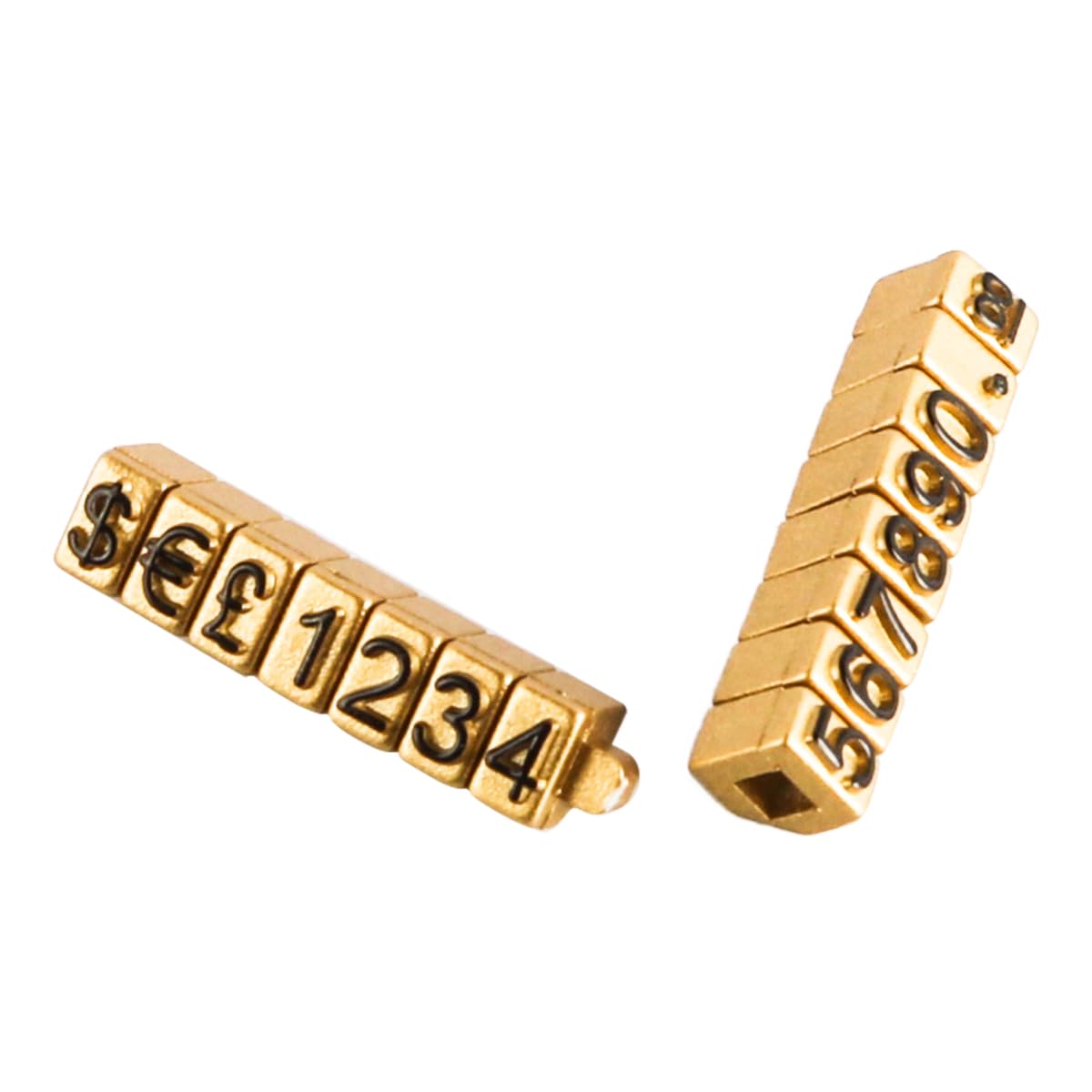 Ieron 10pcs Digital Price Tags US Dollar Euro Pound Pentagonal Combination Plastic Digital Grain Price Tag for Jewellery Watches Rings Pricing Display Kit Gold - Image 3