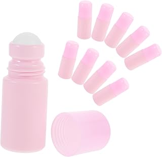 TOPPERFUN 10 piezas Botellas Roll de Perfume Reutilizables para Aceites Esenciales y Líquidos Diseño Decorativo Color Rosa para Viaje y Uso Diario