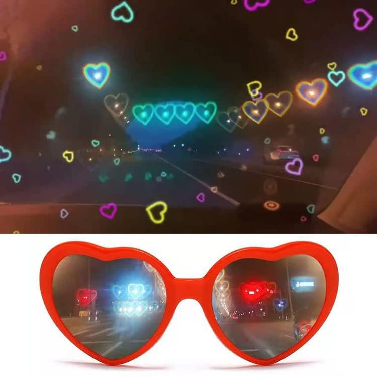 Heart Sunglasses for Women Men Valentine's Day Festival Party Rave Light Changing Heart Effect Diffraction Glasses2