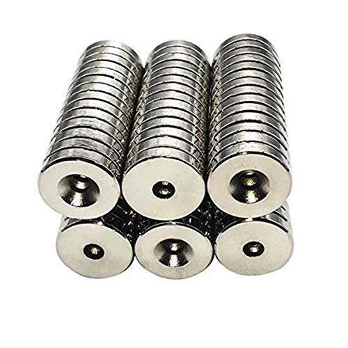 HAOYOYU 10 Pieces D16mm x H3mm,5mm Hole, countersunk disc Small Multi-Function Refrigerator Magnet Refrigerator, Science, Crafts, Engineering Science, Educational Magnetic kit (16x3x5mm)