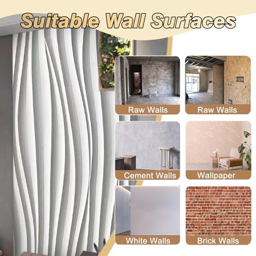 Paneles de pared ondulados para disimular imperfecciones con diseño 3D 7