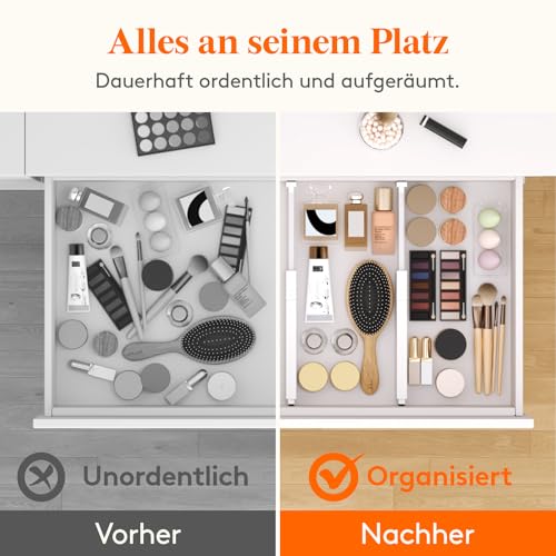 Lifewit 5er Set Verstellbar Schubladentrenner, Schubladen Organizer Trenner für Innenlänge 28–40cm & Höhe>6cm Schlafzimmer Küche Bestecken Kleiderschränke Schreibtisch Schubladen Ordnungssystem,Weiß