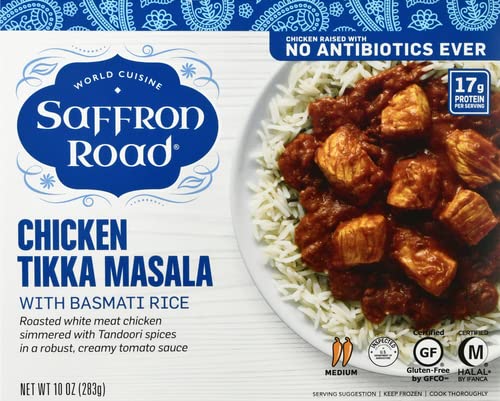 Saffron Road Chicken Tikka Masala With Basmati Rice Frozen Dinner, 10oz - Antibiotic Free, Gluten Free, Halal