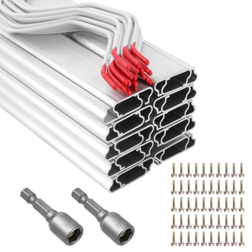 Greenhouse Lock Channel & Spring Wire Kit, 30 Pack 6.56 ft Aluminum Alloy Wiggle Wire Channel with PVC-Coated Springs, Rust-Proof Fastening System for Poly Film, Plastic Covering & Shade Cloth