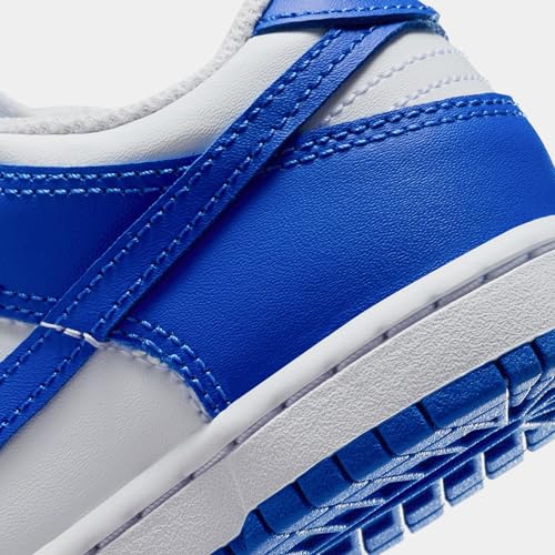 Dunk Low Preschool Basketball Shoes (White/Hyper Royal/Hyper Royal) (FB9108-131, Blue/White)4