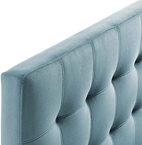 Lily Queen Biscuit Tufted Performance Velvet Headboard, Light Blue