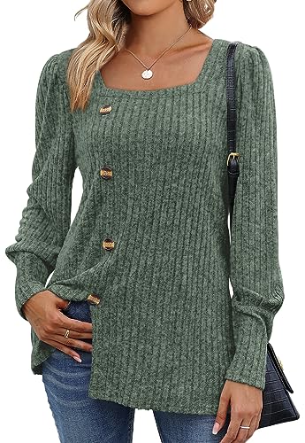 WIHOLL Womens Tops Dressy Casual Fall Sweaters Square Neck Fashion Clothes 2023