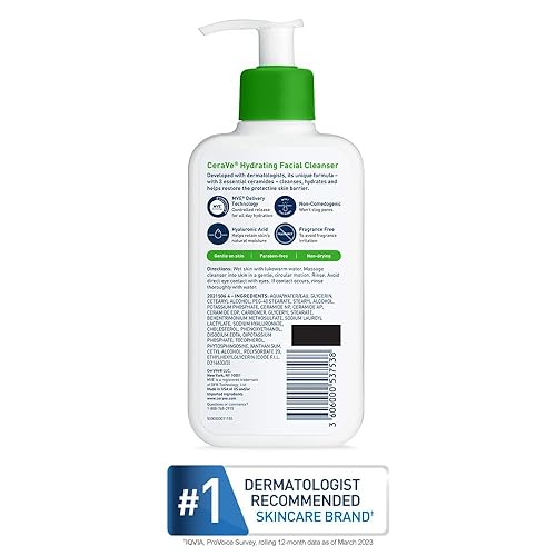 Miniatura 24 de CeraVe, Hydrating Facial Cleanser - Limpiador facial hidratante para piel normal a seca, con ácido hialurónico + ceramidas + glicerina, certificado