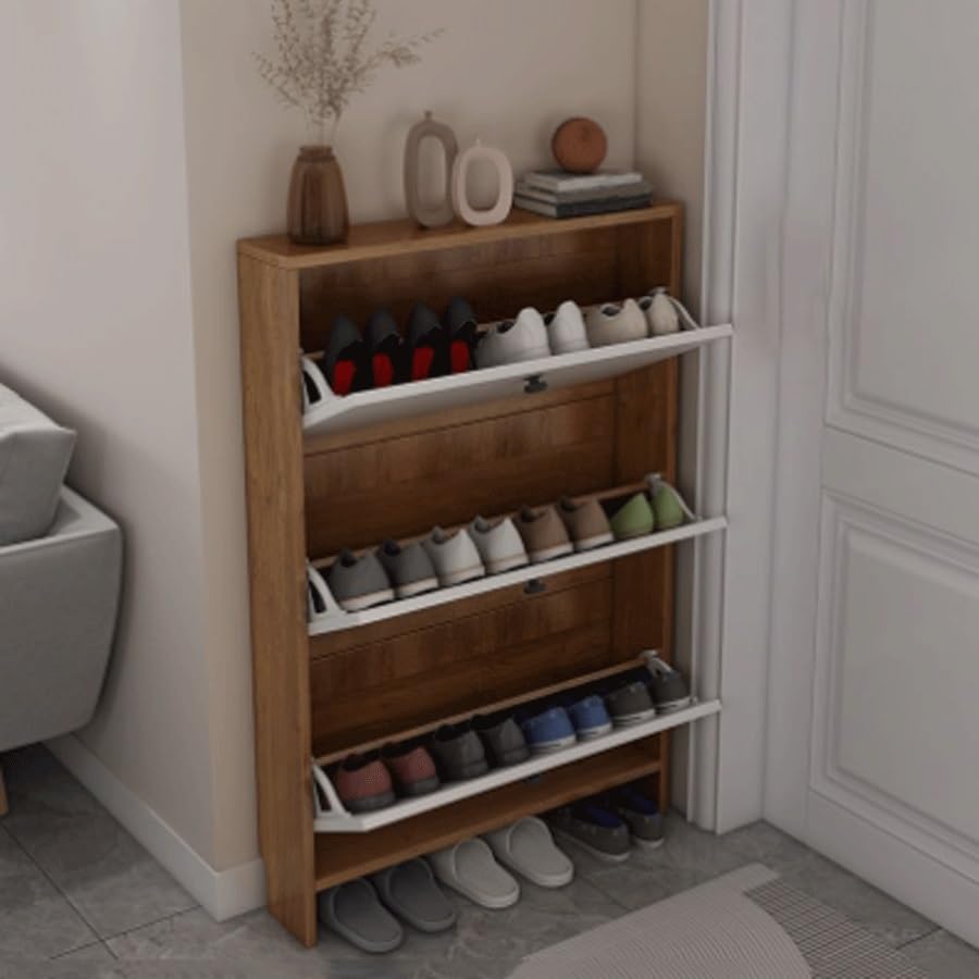 Rangeur à chaussures rabattable blanc, meuble d'entrée minimaliste - 5