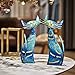 Aayla Cat Statues – Set of 3 Small Blue Aqua Cats Figurine Adorable Kitty Gift for Cat Lovers, Home Kitchen Decoration (8.5