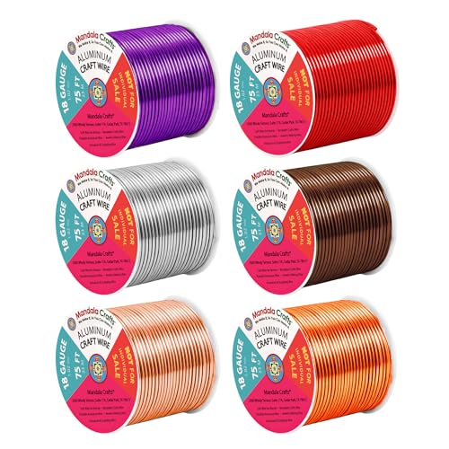 Image of Mandala Crafts 18 GA Purple Brown Red Assorted Anodized Aluminum Craft Wire | 450 FT, Colored, Flexible, Bendable for Bonsai Armature Sculpting Wire Wrapping Jewelry Making, Weather & Tarnish Resistant