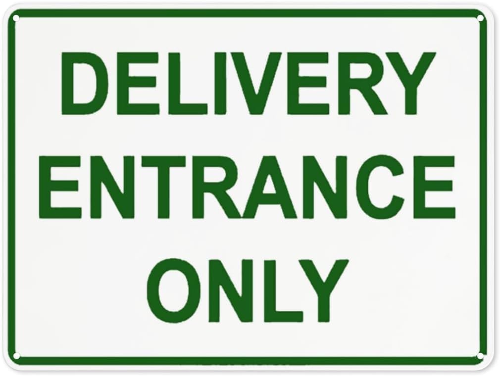 Warning Sign: Delivery Entrance Only Sign2, Aluminum security Tin Road Sign for Workplace, suitable for warehouses stores, essential indicator for delivery access only 12x8 Inch