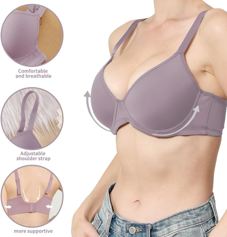 3PC Bras for Women Push up T-Shirt Bra Pack Everyday - Image 8