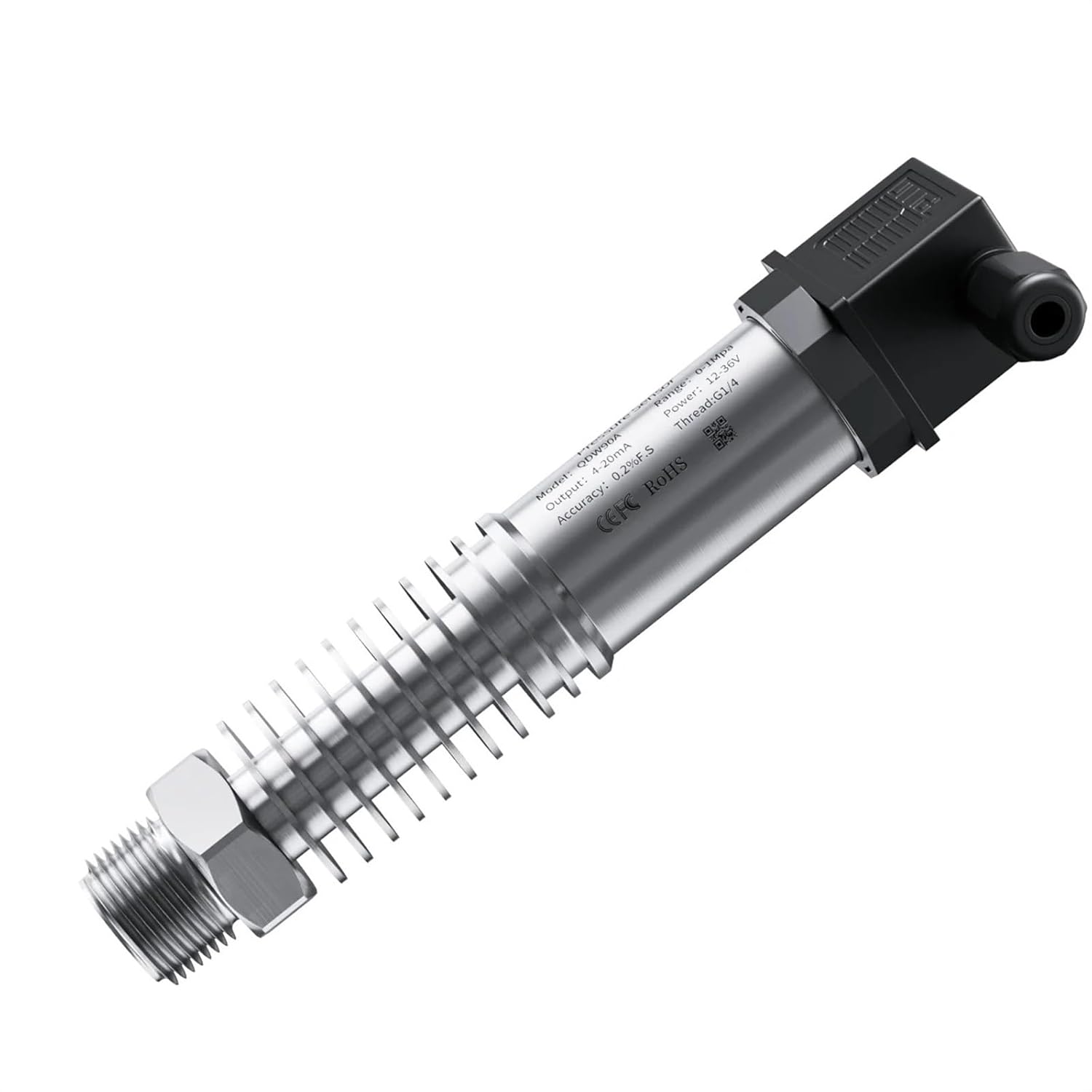 0-1.6Mpa 0-2.5Mpa High Temperature Pressure Transmitter 0-200℃ 0-350℃ Pressure Sensor M20*1.5 Pressure Transducer Transmitter(QDW50A-LCD,Output 0-5V)