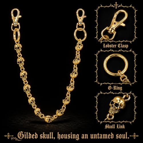 Image of Wallet Chain - Skull Chains for Pants Jeans Purse Bag, Punk Gothic Style,Suitable for Parties /Stage Performances /Everyday Wear, emo Y2K accessories