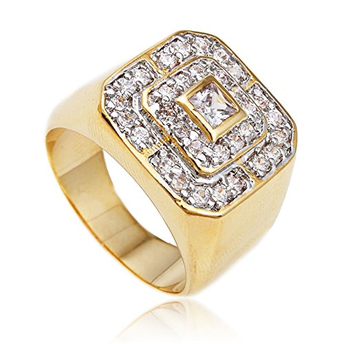 JOTW Men's Goldtone CZ Layered Squares Ring Sizes 7-17 (10)