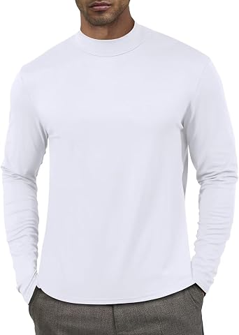 Mens Fashion Shirts Long Sleeve Mock Turtleneck T-Shirts Casual Thermal Undershirt Tops