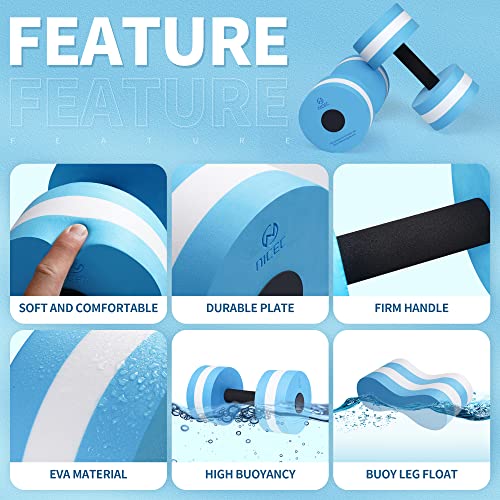 Nice C Water Dumbbells, Aquatic Dumbbells With Pull Buoy Leg Float, Exercise, Foam Dumbbells Water Resistance For Fitness, Pool, Training Aid, Adult, Kids (Blue Cylinder) #TOP5