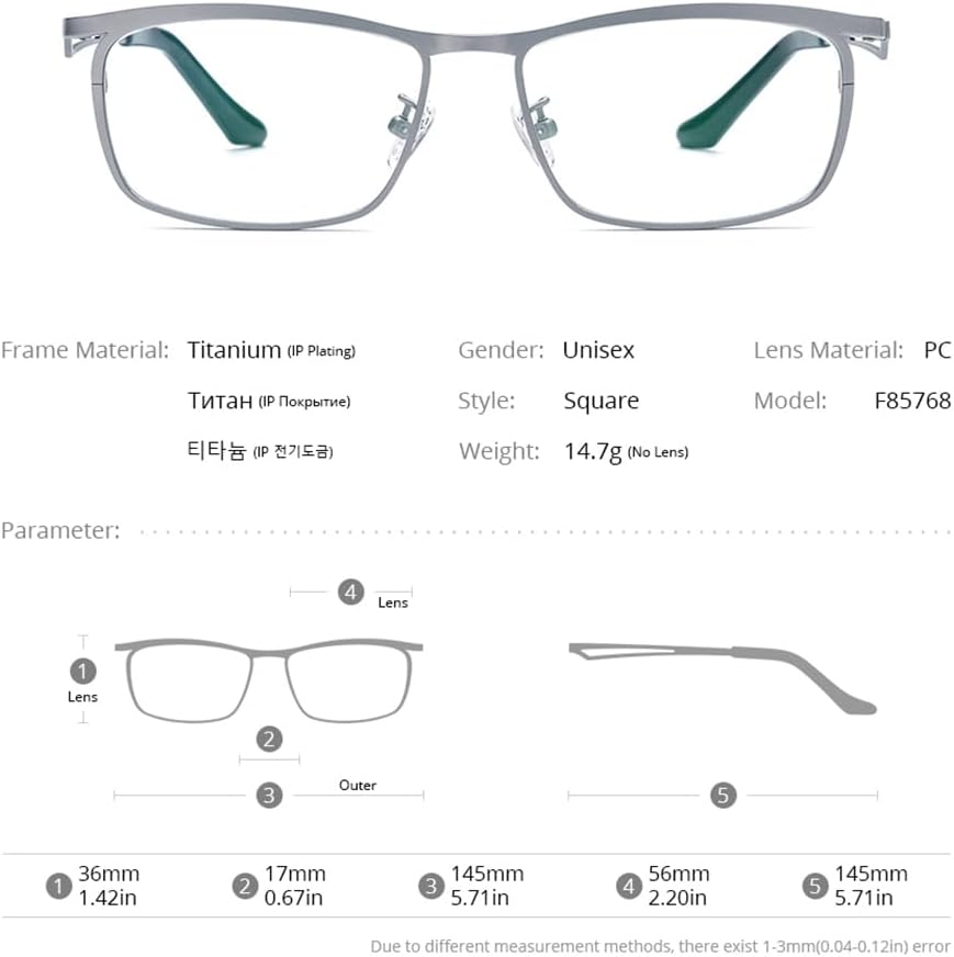 FONEX Pure Titanium Glasses Frame Men Square Eyeglasses Optical Eyewear F85775