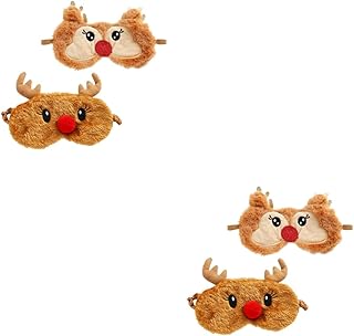 Beavorty Máscara Facial Masculina 4 Peças Máscara Para Os Olhos Cobertura Para Os Olhos Para Dormir Pelúcia Venda Natal Sono Máscara Para Os Olhos Dormir Venda Sombra Pelúcia