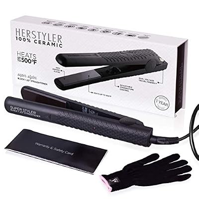 Herstyler Superstyler Onyx Ceramic Flat Iron and Castor Oil Hair Serum Set