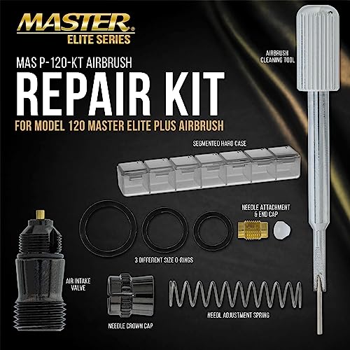 Master Elite Plus Airbrush Rebuild Kit - Repair & Maintenance Kit for Model 120 Airbrush - Essential Replacement Parts: Tool, Inlet Valve, O-Rings, Springs, Needle Guide, Cap by Master Airbrush - Image 2