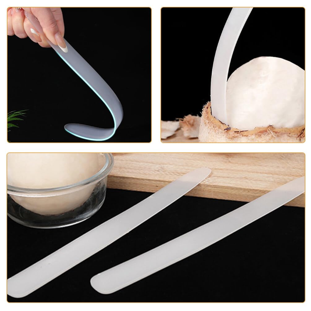 Garneck 6Pcs Coconut Meat Scraper Coconut Opener Coconut Meat Removal Tool Flexible Coconut Egg Tools Kitchen Utensils Gadgets for Coconut Lovers Melon Ballers Melon Ballers, 27.00X3.00X0.20CM, White