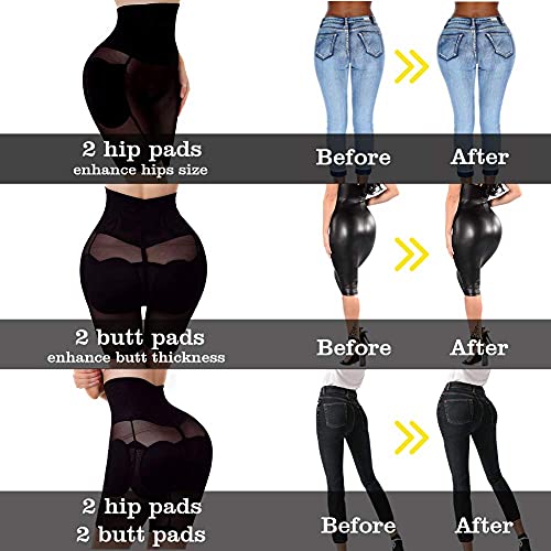 Ponlodos Women Butt Lifter Panties - Tummy Control Shapewear Padded Underwear Seamless Body Shaper Hip Dip Shorts Pads Enhancer Black #TOP3