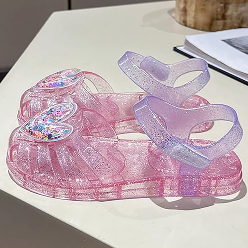 Jelly Sandals for Girls Kids Toddler Princess Dress Up Flat Sequins Hearted Mary Jane Shoes Summer Casual Sandal3