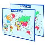 ABOOFAN 2 piezas Póster Mapa Mundo Infantil Carteles Educativos para Colores Vibrantes para Aula y Hogar