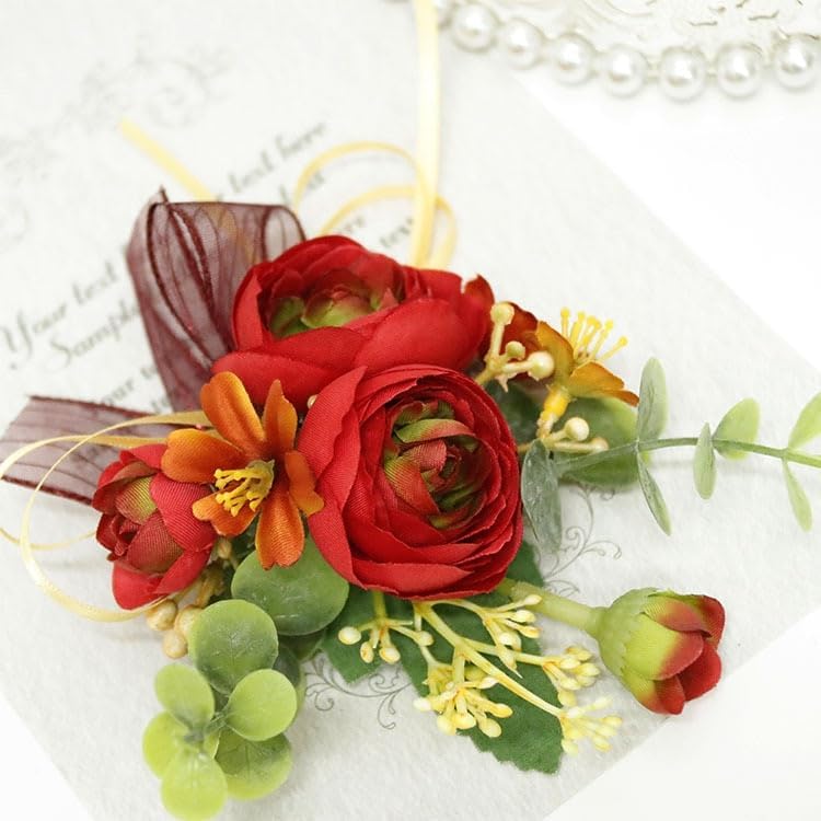 Flores artificiales naranjas de flores de muñeca de rosa, accesorios de novia para boda, ramillete de dama de honor (color  05 flor de muñeca)