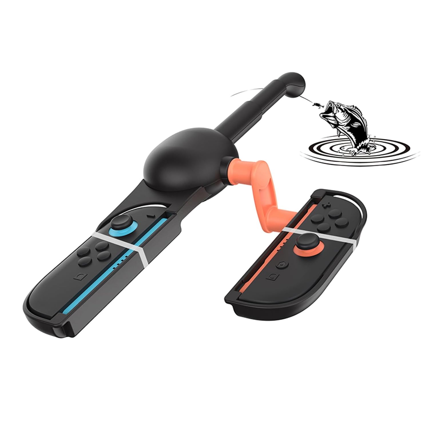 XHSESA Universal Fishing Rod Grip for Switch/OLED/Switch2 - Ergonomic Controller Handle with 360° Rotating Reel(Fishing Game Accessories)