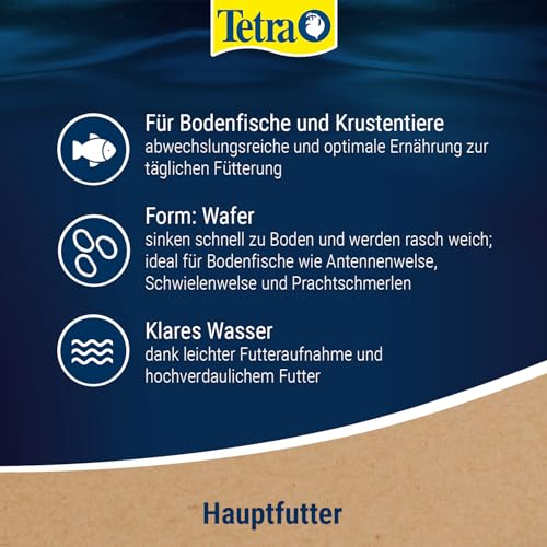 Tetra Wafer Mix - Fischfutter für alle Bodenfische (z.B. Welse) und Krebse, für gesundes Wachstum und Vitalität, 250 ml Dose