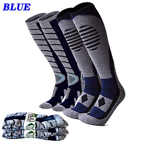 AILI Chaussettes anti-tiques en laine mérinos pour randonnée, trekking et camping pour homme et femme Ski Socks, Snowboarding, Cold Weather, Winter Performance Socks Taille unique 2pcs L