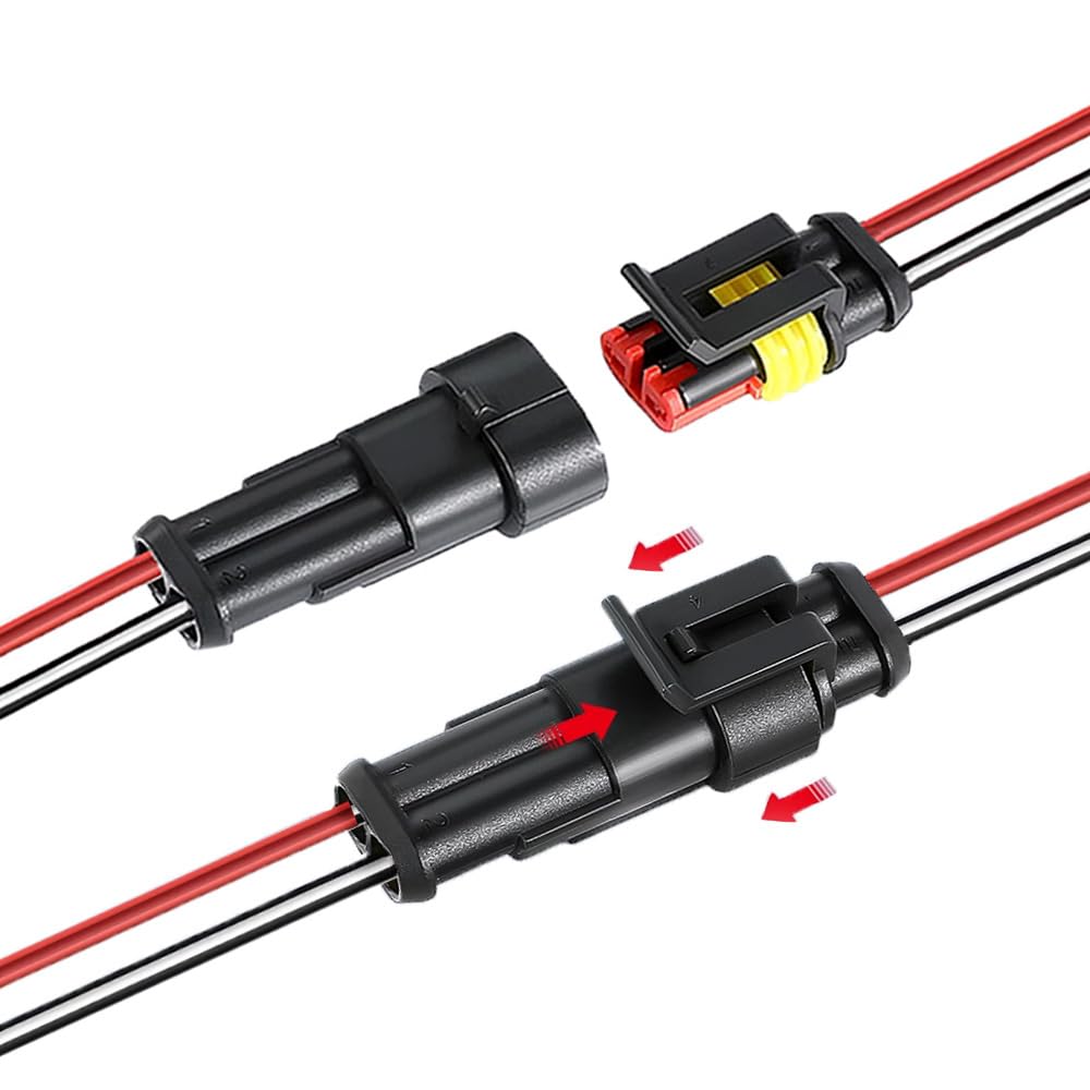 5 sztuk 2 pinów wodoodporny kabel elektryczny do samochodu z 16 AWG, wstępnie okablowane, wodoodporne gniazdo elektryczne do samochodu