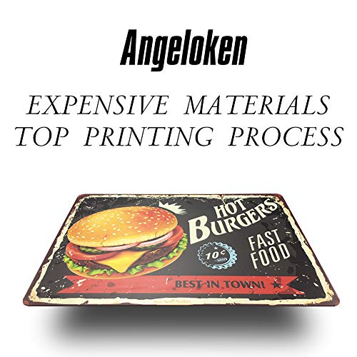 Vintage Style Tin Sign - Hot Burgers Fast Food - Bar Pub Garage Diner Cafe Home Wall Decor Art Tin Signs Vintage, 8"W X 12"H #TOP1