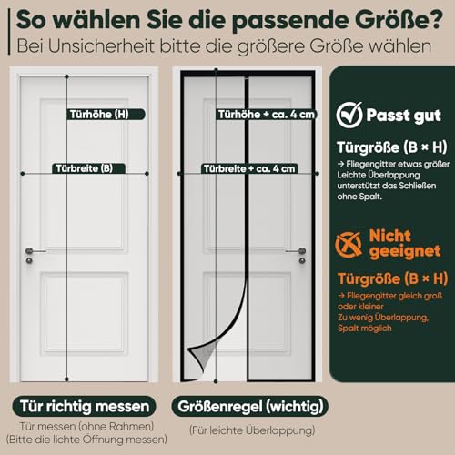 Sekey Fliegengitter Tür für Balkontür Magnet Insektenschutz Türvorhang Moskitonetz 85x200 cm Schwarz – Ansicht 5
