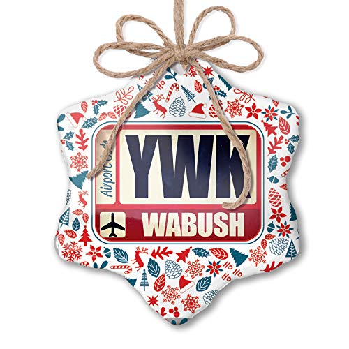 NEONBLOND Christmas Ornament Airportcode YWK Wabush Red White Blue Xmas
