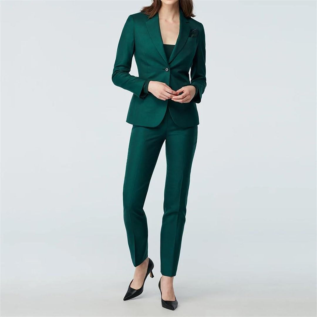 Costume 2 pièces formel pour femme à col plat simple boutonnage manches longues slim blazer pantalon en satin