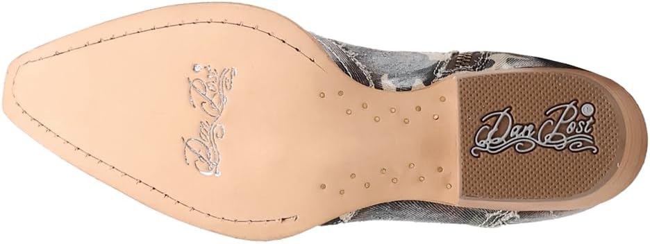 Dan Post Boots Womens Stardust Camo Denim Overlay Zippered Snip Toe Casual Boots Ankle Low Heel 1-2" - Beige, Black