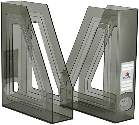 Acrimet Magazine File Holder Rack Organizer (Plastic) (Smoke Color) (2 Pack)