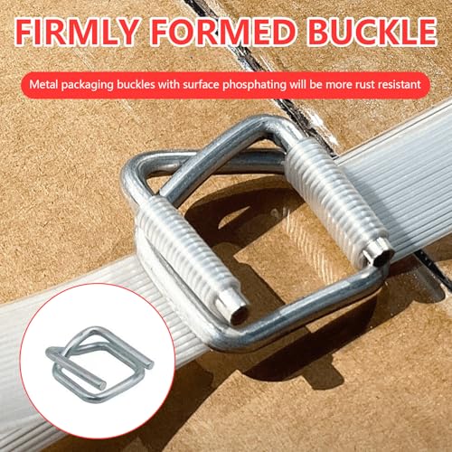 Manuelle Umreifungsgerät, Klebebandabroller Umreifungsband für Verpackung(100mx19mm Umreifungsband 100 Stück 19mm Phosphatknopf 20 Stück 32mm Verpackungsecke 1 Spanner)