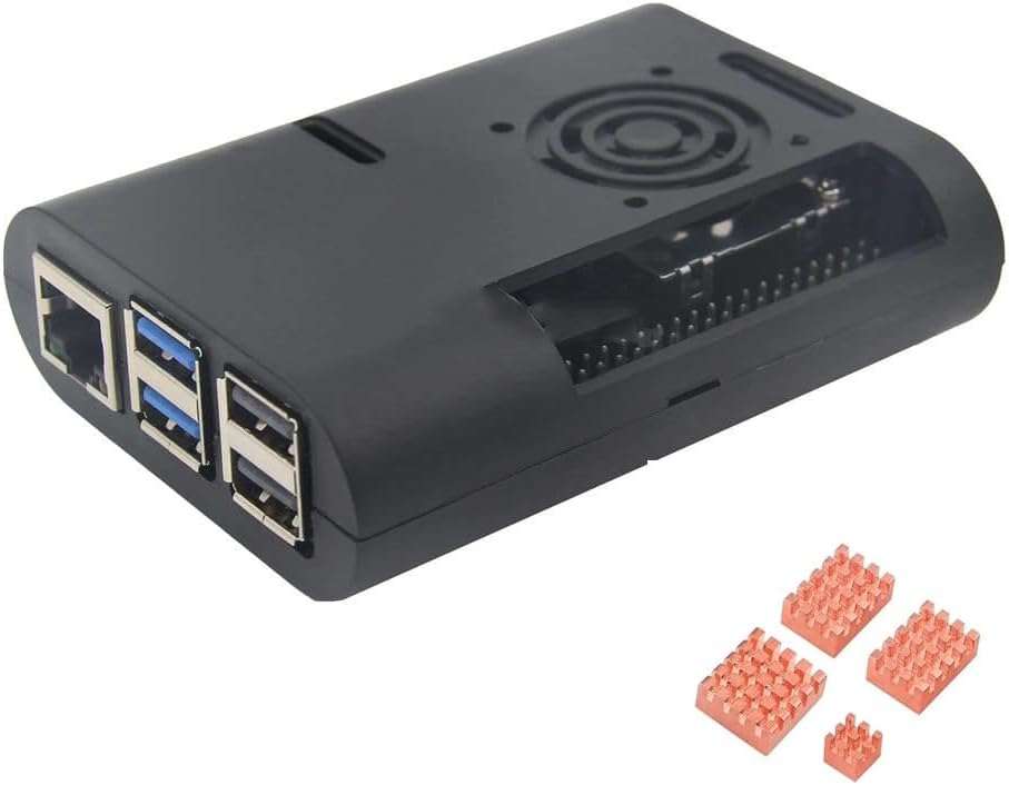 Raspberry Pi 5 Case Black - Sturdy Plastic Case, Free Access to GPIO Pins as well as Cutouts for USB, Ethernet, HDMI and microSD, Fits Raspberry Pi 5 (with Copper Heatsinks)
