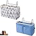 FDDD Organizador de Cabecera Cama, 2 Piezas Cama Colgante Bolso de Bolsillo, Organizador de Cabecera, Alta Capacidad para Literas, Dormitorios, Cochecito, Cuna, Camas Hospital (Azul + Gris)