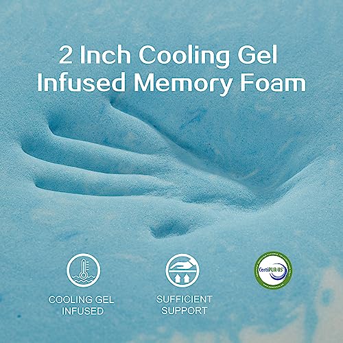 Sinweek Dual Layer 4 Inch Memory Foam Mattress Topper, Queen Size, 2 Inch Cooling Gel Memory Foam Plus 2 Inch Extra Thick Down Alternative Pillowtop Cover, Back Pain Relief Soft Mattress Pad #TOP4